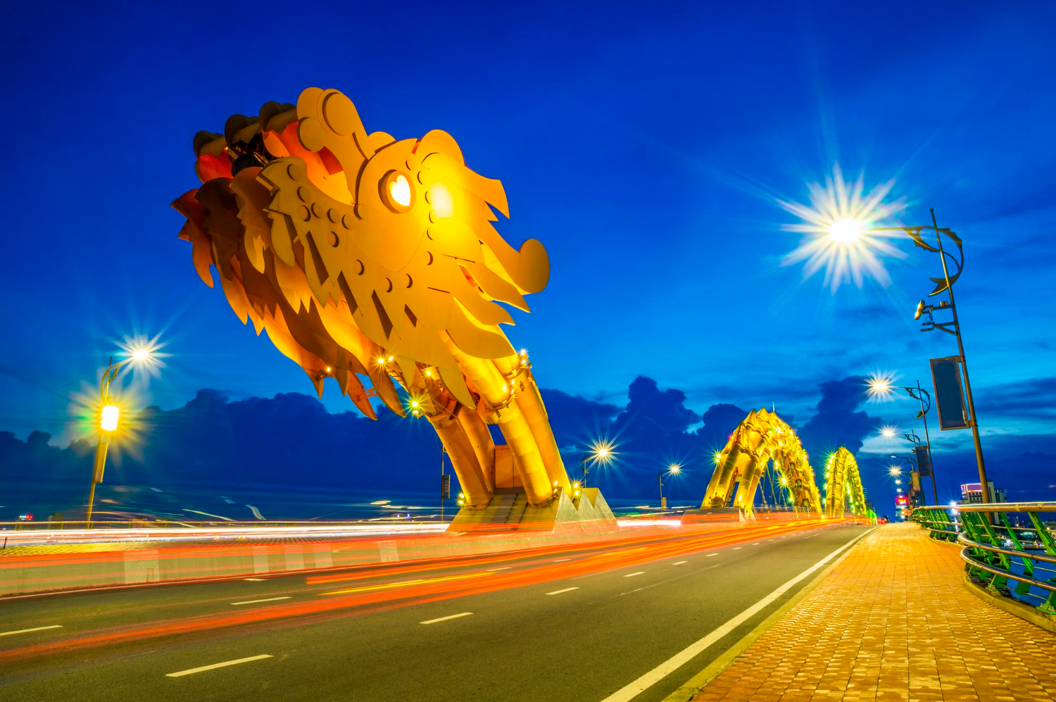 Dragon Bridge Da Nang Vietnam at night — iconic landmark near hotels and dessert delivery spots
